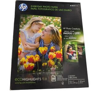 HP Everyday Photo Paper‎ Glossy 8.5 x 11 Inches 50 Sheets Universal Inkjet